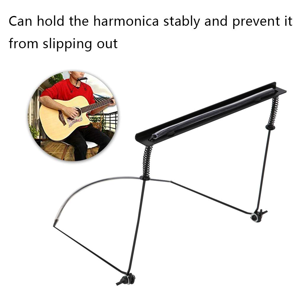 Harmonica Holder,Mouth Organ Holder Harmonica Holding Bracket Harmonica Neck Holder for 24 Holes Harmonica (Black)