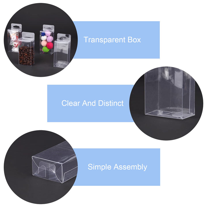 PVC Plastic Box 30 Pieces Rectangle Foldable Transparent Storage Boxes with Hang Hole Clear Plastic Gift Boxes for Wedding Birthday Party Shower Favors,1.06×1.65×3.15