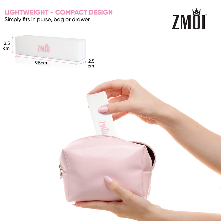 ZMOI Nail Buffer Blocks – 10 PCS Natural & Acrylic Nail Buffer – 4-Way Medium Grit Buff Nail Block for Smooth Nails – Easy to Use Nail Art Tips Tool – Lightweight and Durable (Pink/White)