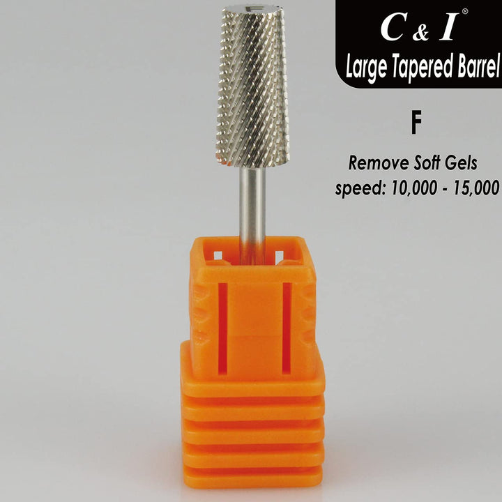 C &amp; I Large Tapered Barrel Nail Drill Bit, e-File for Manicure Drill Machine, Quick Remove Gel Nail, Acrylic Nail, Dip Powder Nails (Coarse -C)
