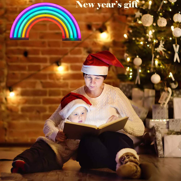QiaoFei Rainbow Light Signs for Kids Gift LED Rainbow Neon Signs Rainbow Lamp for Wall Decor Bedroom Decorations Home Accessories Party Holiday Battery or USB Operated Table Night Lights