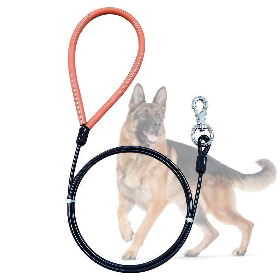Chew Proof Heavy Duty Leash for Dogs Up to 250 Pound,Metal Cable Lead Made of Coated Wire Rope with Soft Padded Handle,Chew Resistant Dog Leash for Large and Medium Dog