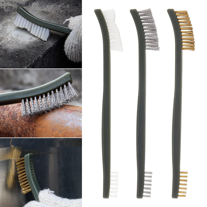 3pcs Mini Wire Brush Set, Rust Paint Metal Cleaner, Cleaning Welding Slag and Rust, Handy Steel / Nylon / Brass Brush Set Suitable for Cleaning Paint / Rust / Dirt