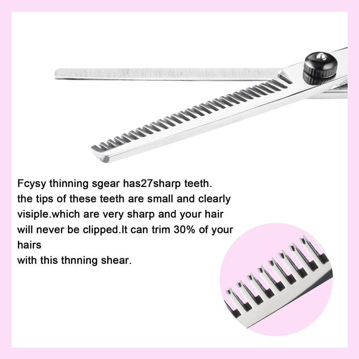 Hair Cutting Scissors Thinning Shears- Professional Barber Sharp Hair Scissors Hairdressing Shears Kit with Haircut Accessories in Leather Case for Cutting Styling Hair for Women Men Pet