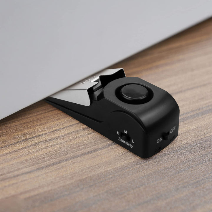 Door Stop Alarm with 120DB Siren Door Stop for Home &amp; Travel (Black) (Pack of 2)
