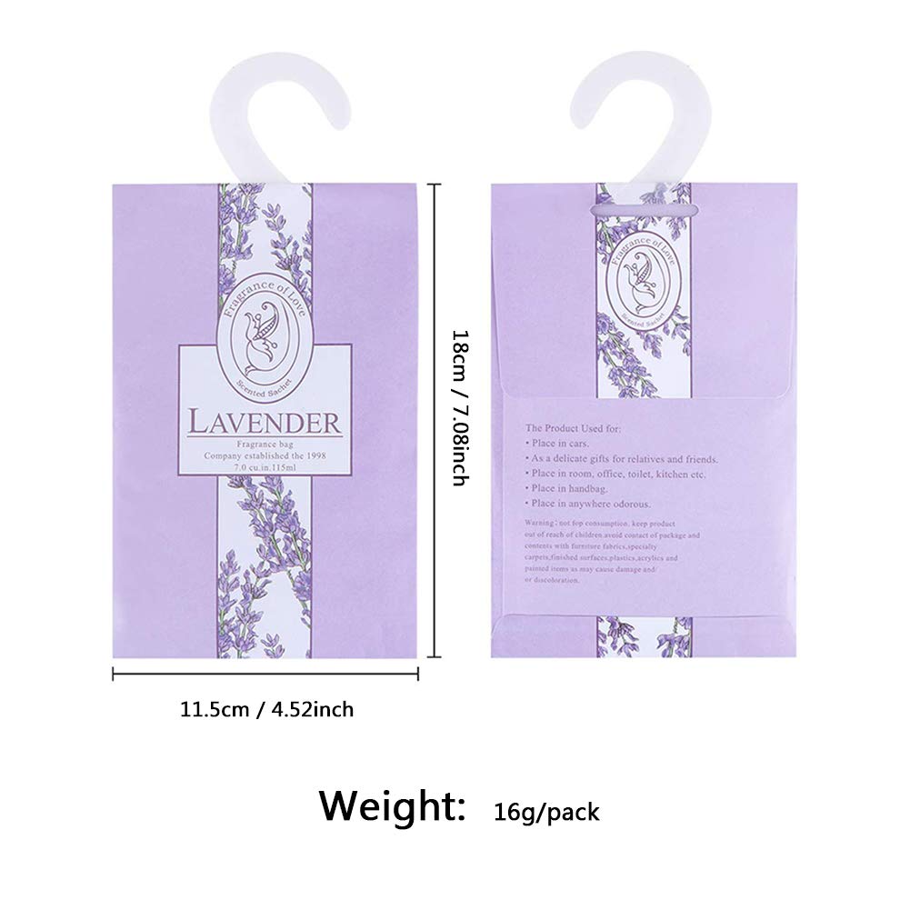 16Packs Lavender &amp; Rose Closet Air Freshener Deodorizer Scented Sachets Bags for Drawer Closets, Wardrobes and Bedrooms, Car Scent (Lavender + Rose)