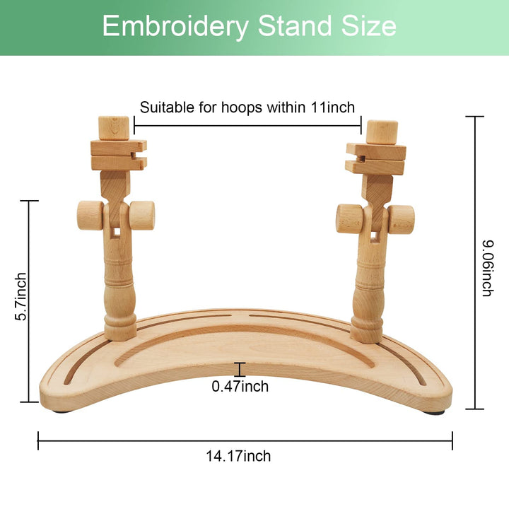 Adjustable Embroidery Stand - Rotated Hands-Free Cross Stitch Hoop Holder, Wood Embroidery Frame Lap Stand for Needlepoint Sewing Craft
