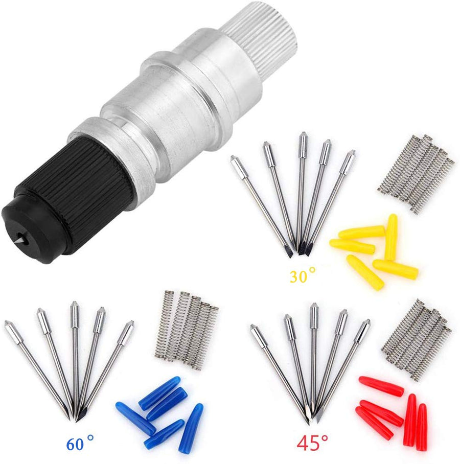 CB09 Blades for Silhouette Cameo 4/4 Plus/4 Pro/3/2/1/Portrait/Curio/with Graphtec Holder Housing 15PCS (30/45/60 Degree) Cutting Blades for Cameo Replacement Accessories Buddle