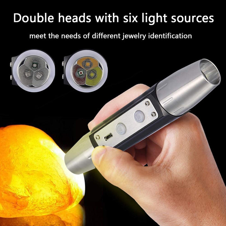 Jade Appraisal Light Detector Lamp, Super Bright DX6 USB Rechargeable Quad LEDs Expert Jade Appraisal Flashlight for Jewelry Appraisal Gemstones Diamond