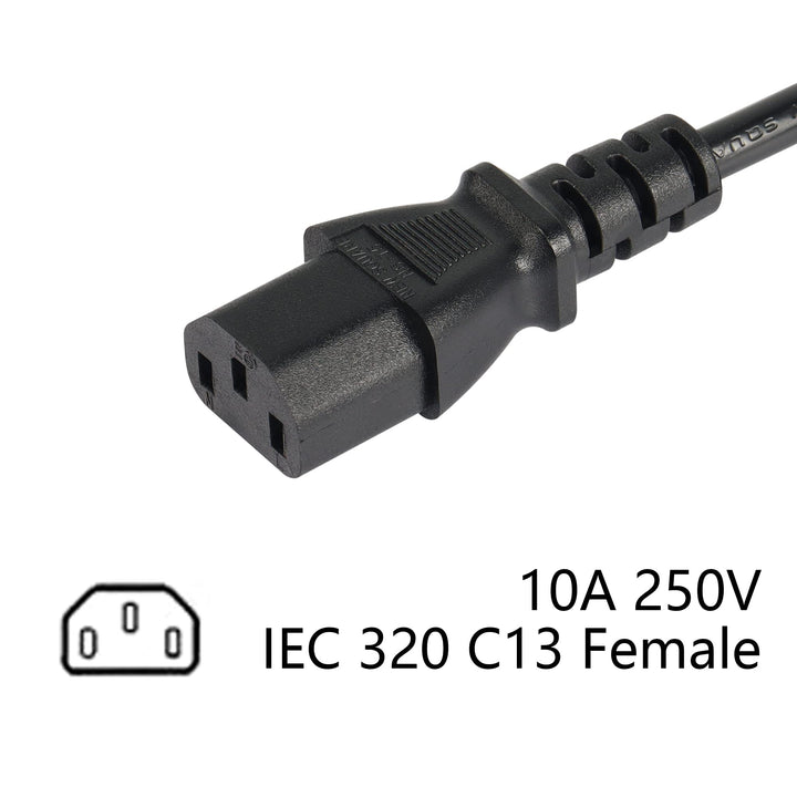 1ft C14 to C13 and NEMA 5-15R Y Splitter Power Cord, IEC 320 C14 Male to C13 Female &amp; Nema 5-15R Female Splitter Power Cable(C14-C13/5-15R)