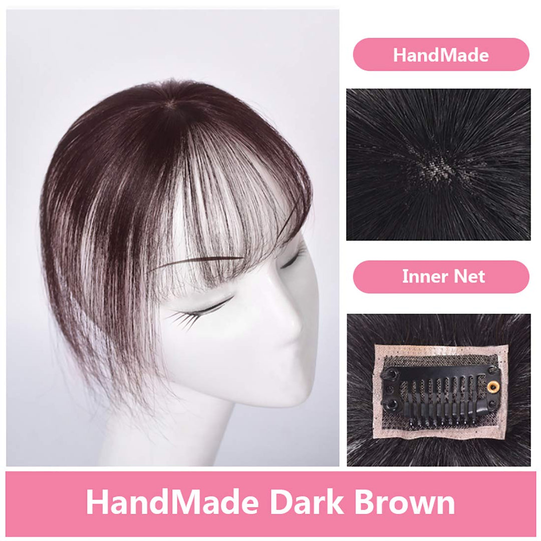 clip on bangs human hair 3D Clip-on Bangs Topper Real Hair Air Bangs One Piece Clip in Hair Topper/Hair Fringe (3D Machine Made, Natural Black)