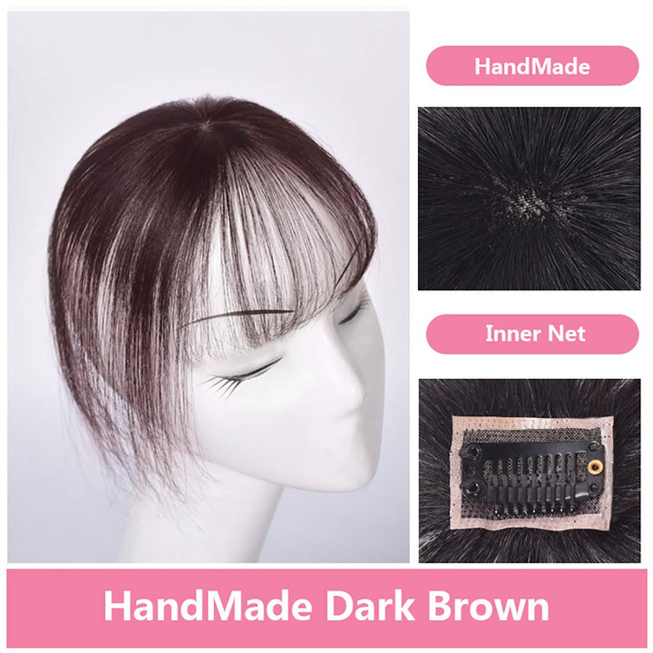 clip on bangs human hair 3D Clip-on Bangs Topper Real Hair Air Bangs One Piece Clip in Hair Topper/Hair Fringe (3D Machine Made, Natural Black)