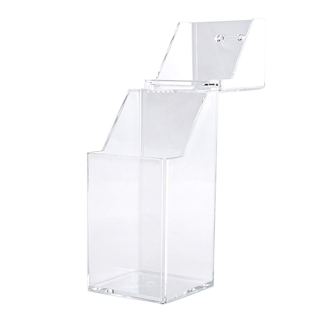 Makeup Brush Holder with Dustproof Lid, Clear Makeup Organizer with Free White Pearl (cb000004-p) (Square)