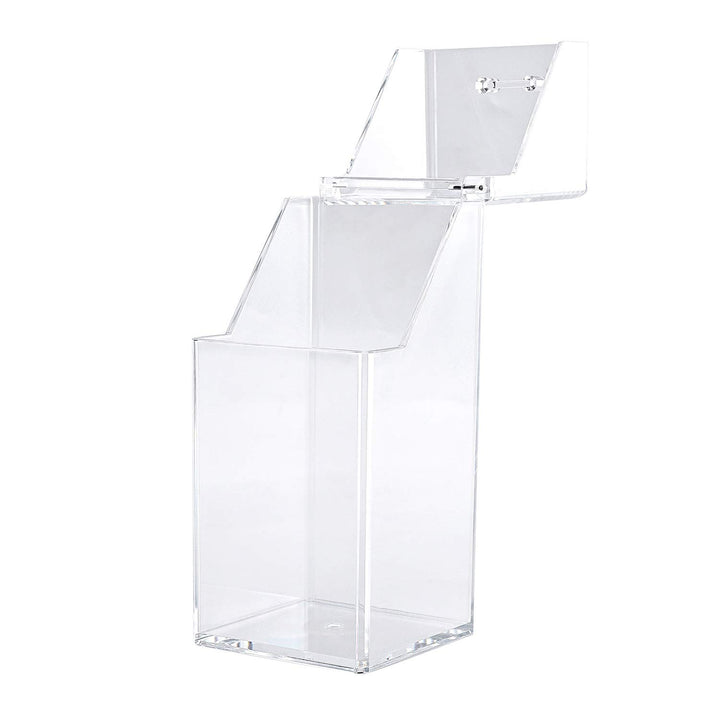 Makeup Brush Holder with Dustproof Lid, Clear Makeup Organizer with Free White Pearl (cb000004-p) (Square)