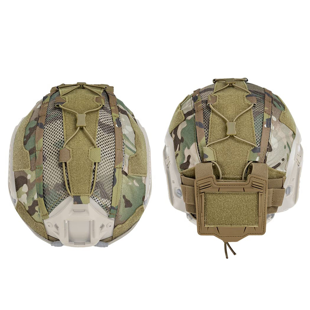 Tactical Helmet Cover With Battery Rear Pouch For Fast Helmet In Size M/L Military Paintball Hunting Shooting Gear - 500D Nylon (Multicam)