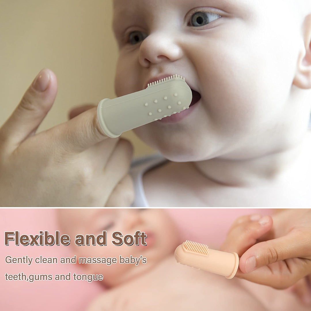 TOPGOMES Baby Finger Toothbrush with Case, Food Grade S