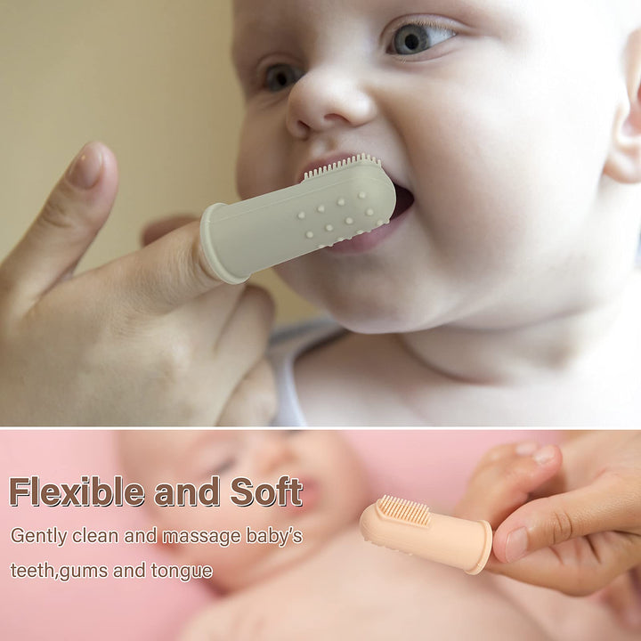 TOPGOMES Baby Finger Toothbrush with Case, Food Grade S