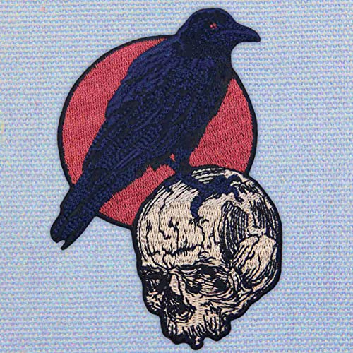 The Raven On The Skull Patch Embroidered Applique Badge