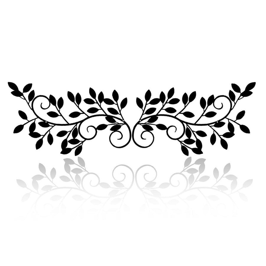 2 Pieces Metal Tree Leaf Wall Decor Vine Olive Branch Leaf Wall Art Ornament Wall Hanging Sign for above Door, Living Room, Office, Indoor and Outdoor Decoration (Black)