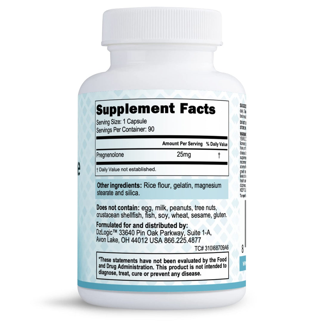 Dr. Dzugan's Advanced Pregnenolone Formula :: Non-GMO, GMP Certified, Gluten Free! :: 25mg 90 Caps :: for Mood, Mental Sharpness, Stress