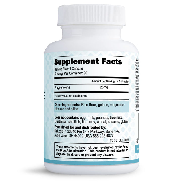Dr. Dzugan's Advanced Pregnenolone Formula :: Non-GMO, GMP Certified, Gluten Free! :: 25mg 90 Caps :: for Mood, Mental Sharpness, Stress