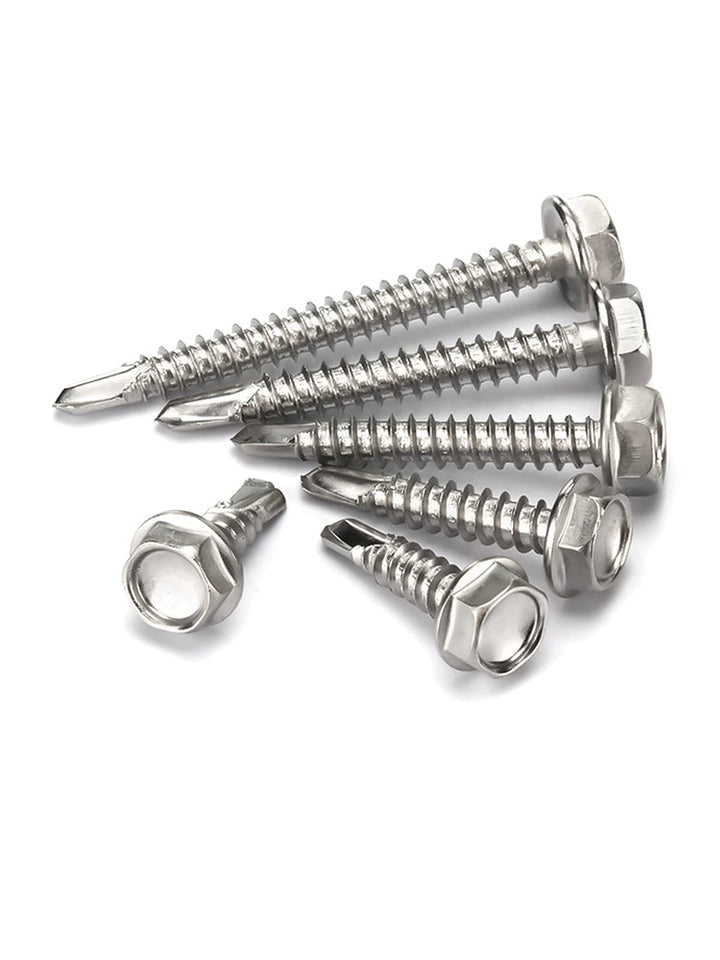 410 Stainless Steel Self Tapping TEK Screws Assortment,380 pcs #8#10#12 Hex Head Self Drilling Screws for Metal,Length 1/2 to 2