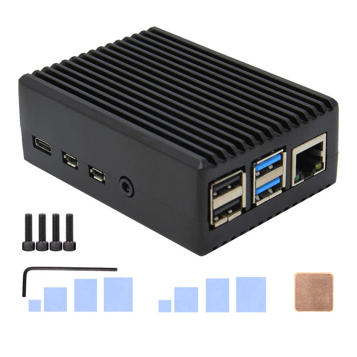 for Raspberry Pi 4 Aluminum Case, Heavy Duty Passive Cooling Metal Case/Housing with Heatsink Pillar Compatible with Raspberry Pi 4 Model B Only-Black (P173)