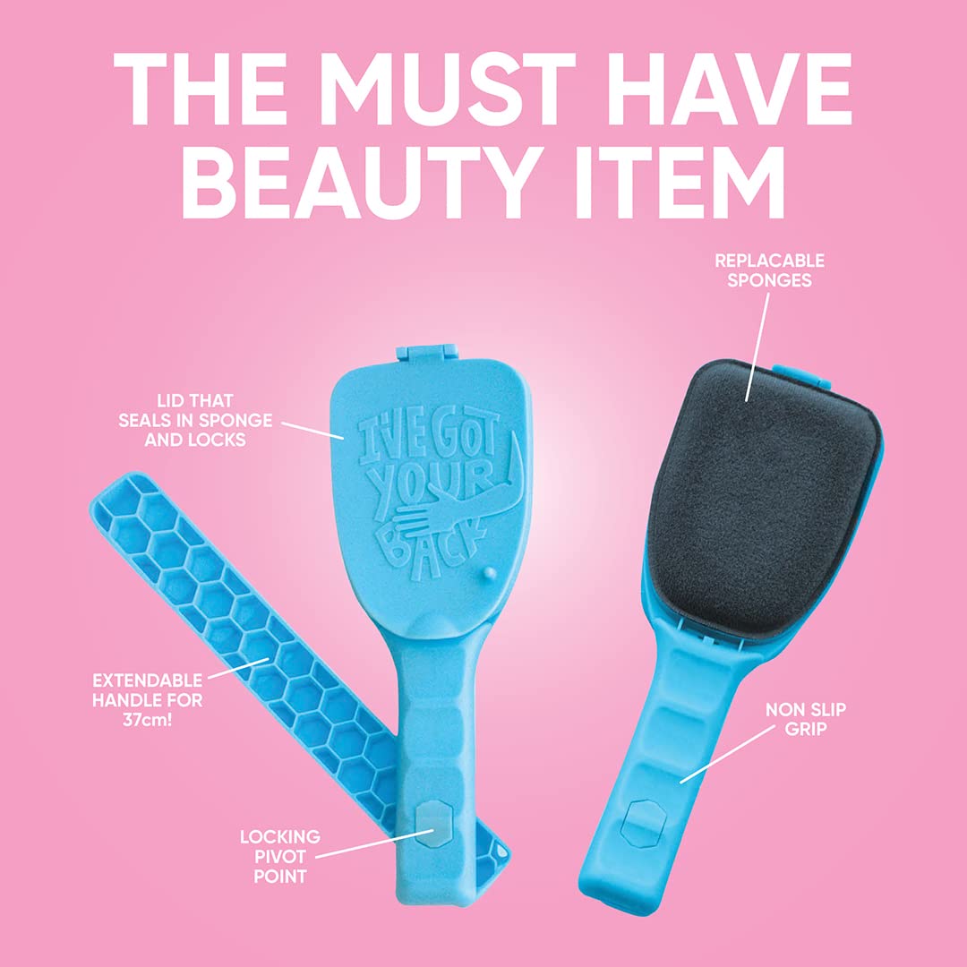 Bakslap - Body Lotion Applicator - Replaceable Sponge Pads (2 Pack) - Extendable Long Handle for Self Back &amp; Body Application (Skin Cream, Suntan, Beauty, Tanning, Medical) (Pink)