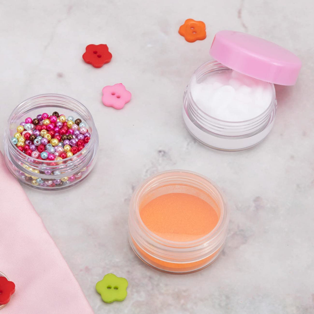 ZEJIA 3 Gram Sample Containers with Lids, 100 Count Tiny Sample Jars, 3ML Makeup Cosmetic Containers for Lip Balms, Lotion, Powder, Beauty Products(Pink Lids)