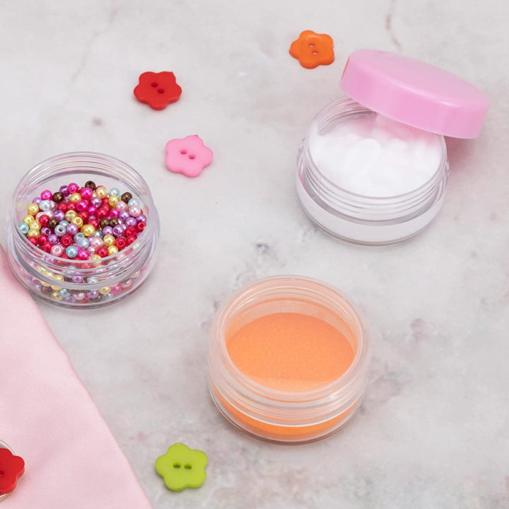 ZEJIA 3 Gram Sample Containers with Lids, 100 Count Tiny Sample Jars, 3ML Makeup Cosmetic Containers for Lip Balms, Lotion, Powder, Beauty Products(Pink Lids)