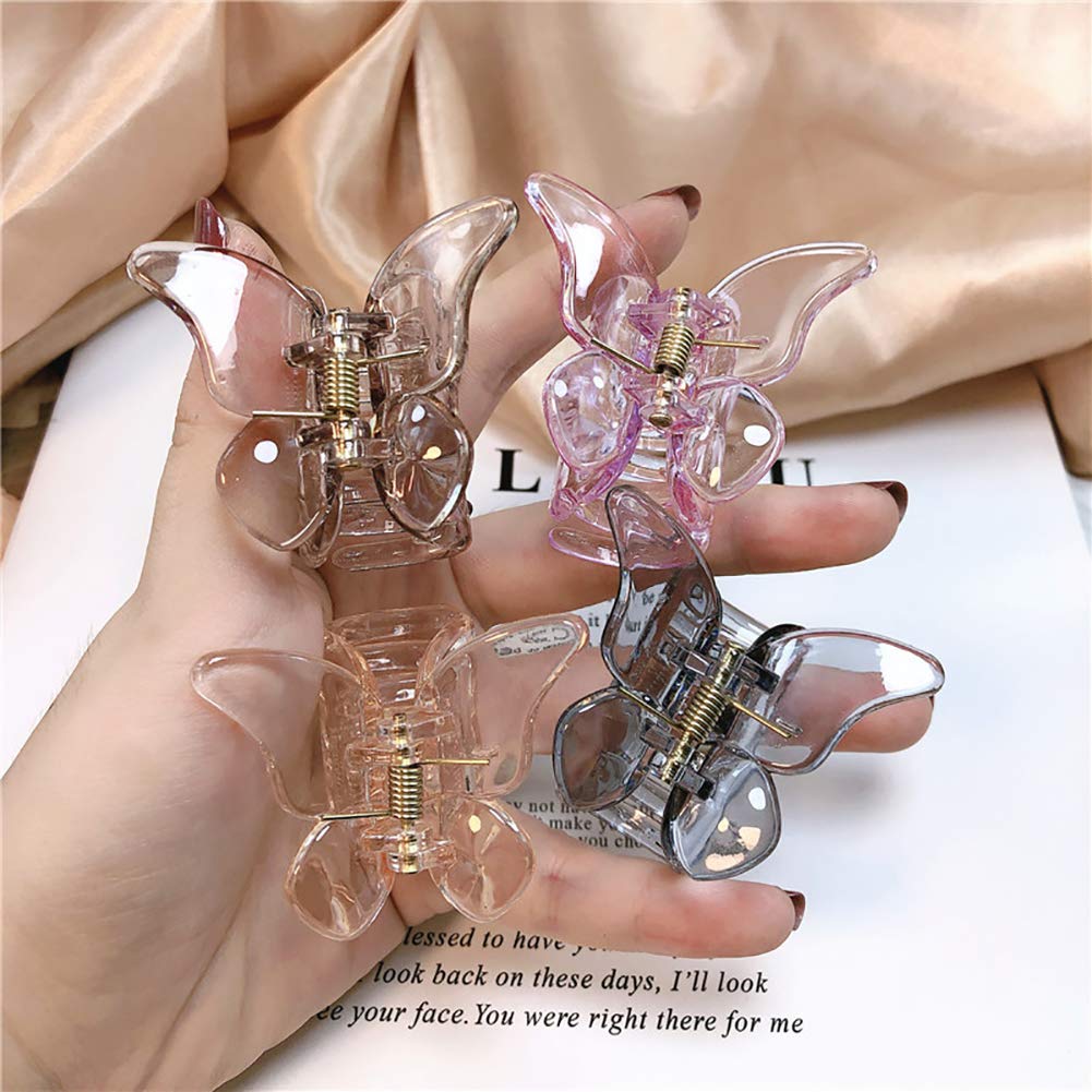 6 Pcs Clear Mini Butterfly Hair Clips Hair Claw Clamps Jaw Clips Hair Accessories for Girls and Women