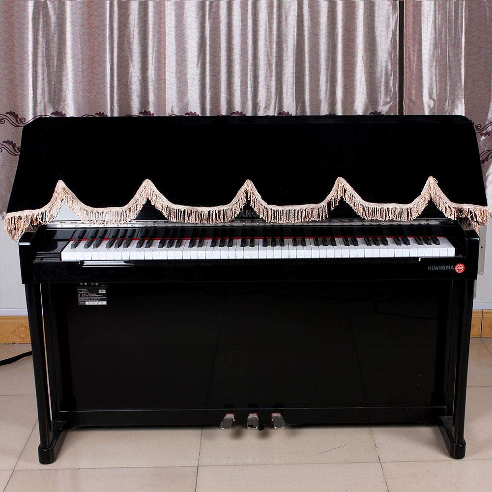88 Key Piano Cover,Electronic Piano Keyboard Anti-Dust Cover Piano Cover with Split Curtain Design (Black)