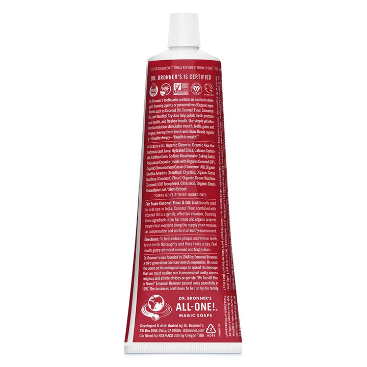 Dr. Bronner&#39;S Magic Soaps Cinnamon Toothpaste, 5 Ounce