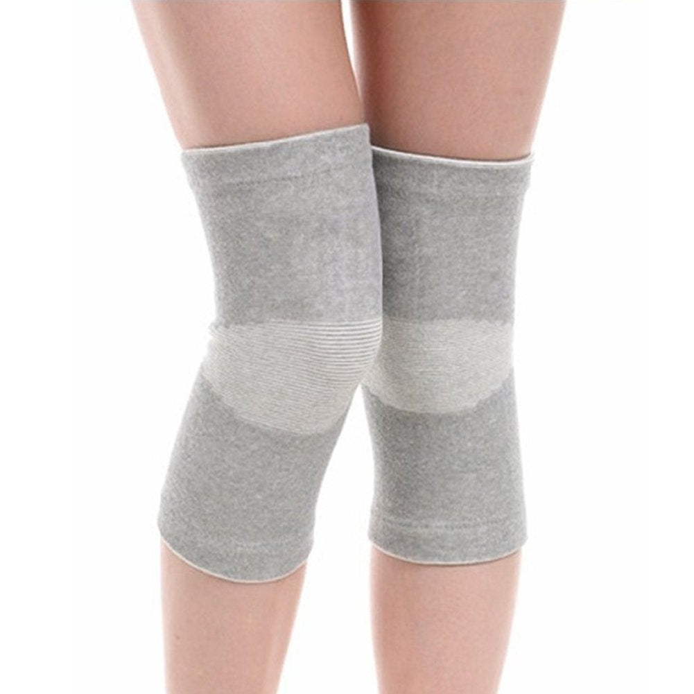 JUMISEE (One Pair) Cotton Knee Sleeves for Knee Support, Circulation Improvement & Pain Relief,Sport Compression for Running, Pain Management, Arthritis Pain Women Men (Gray, Large)