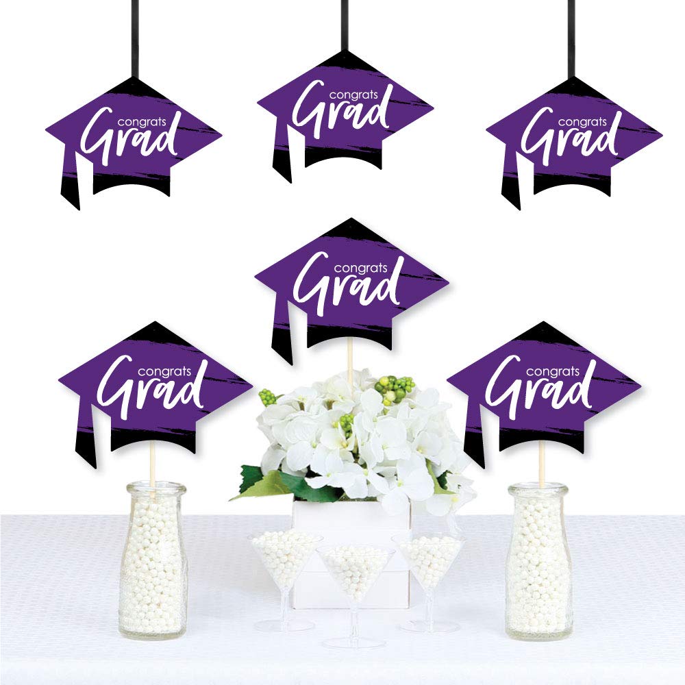 Purple Grad - Best is Yet to Come - Grad Cap Decorations DIY Purple Graduation Party Essentials - Set of 20
