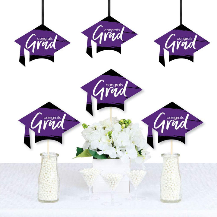Purple Grad - Best is Yet to Come - Grad Cap Decorations DIY Purple Graduation Party Essentials - Set of 20