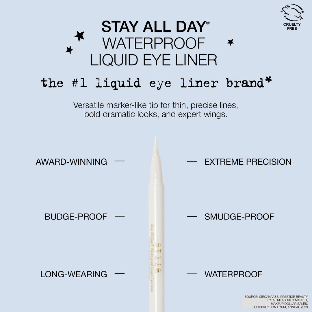 Stila Waterproof Liquid Eye Liner, Stay All Day Makeup with Fine Brush Tip Lasting Satin Finish, Smudge-Proof &amp; Transfer-Resistant