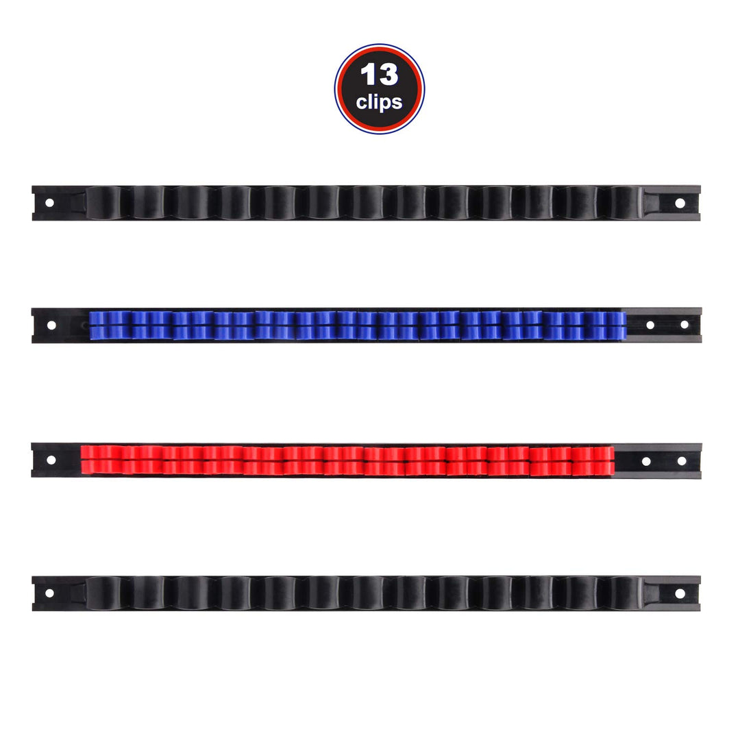 4 pcs Screwdriver Organizer and Wrench Organizer, Hand Tool Holder, Plastic Rail Wrench Hanger with Clips