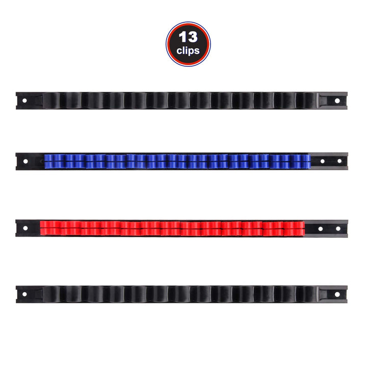 4 pcs Screwdriver Organizer and Wrench Organizer, Hand Tool Holder, Plastic Rail Wrench Hanger with Clips