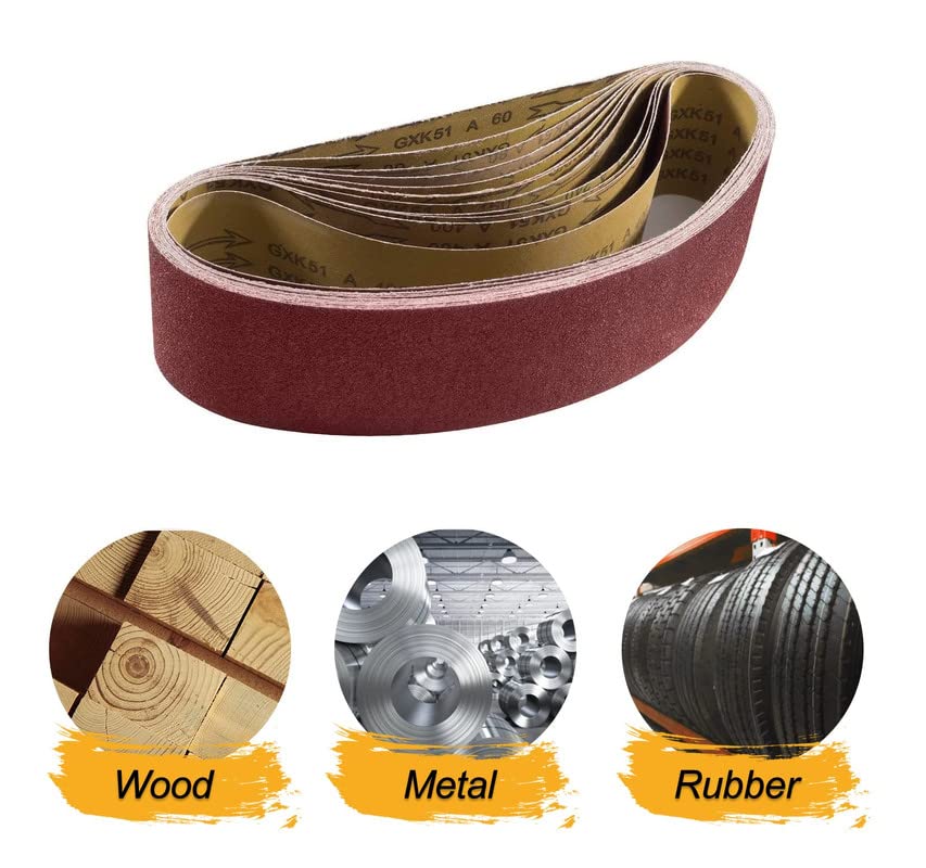 12PCS Sanding Belts 4×36-Inch Sanding Belt Belt Sander Belt Sander Paper (2 Each of 60, 80, 120,150,240,400 Grits) Aluminum Oxide