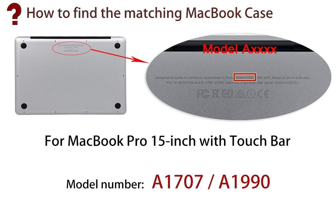Smooth Matte Hard Case Compatible with 2016-2019 Release MacBook Pro 15 inch with Touch Bar &amp; USB-C, Model A1990 A1707, Black