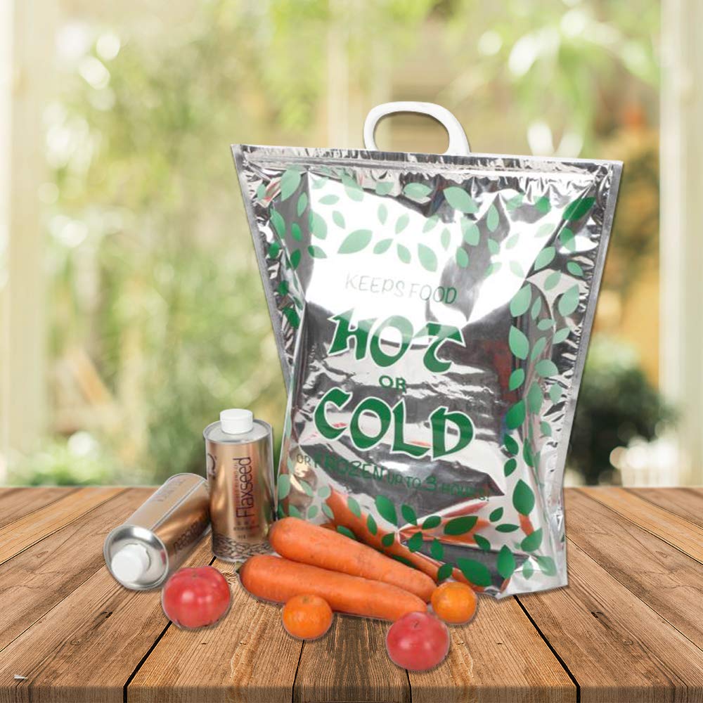 3 Hot Cold Food Bags, Large Size 16x18x6 inches, Reusable Insulated Thermal Cooler for Fruit/Meat/Vegetables, Ice-cold Beers &amp; Beverages | Keeps Frozen Up to 3 Hours