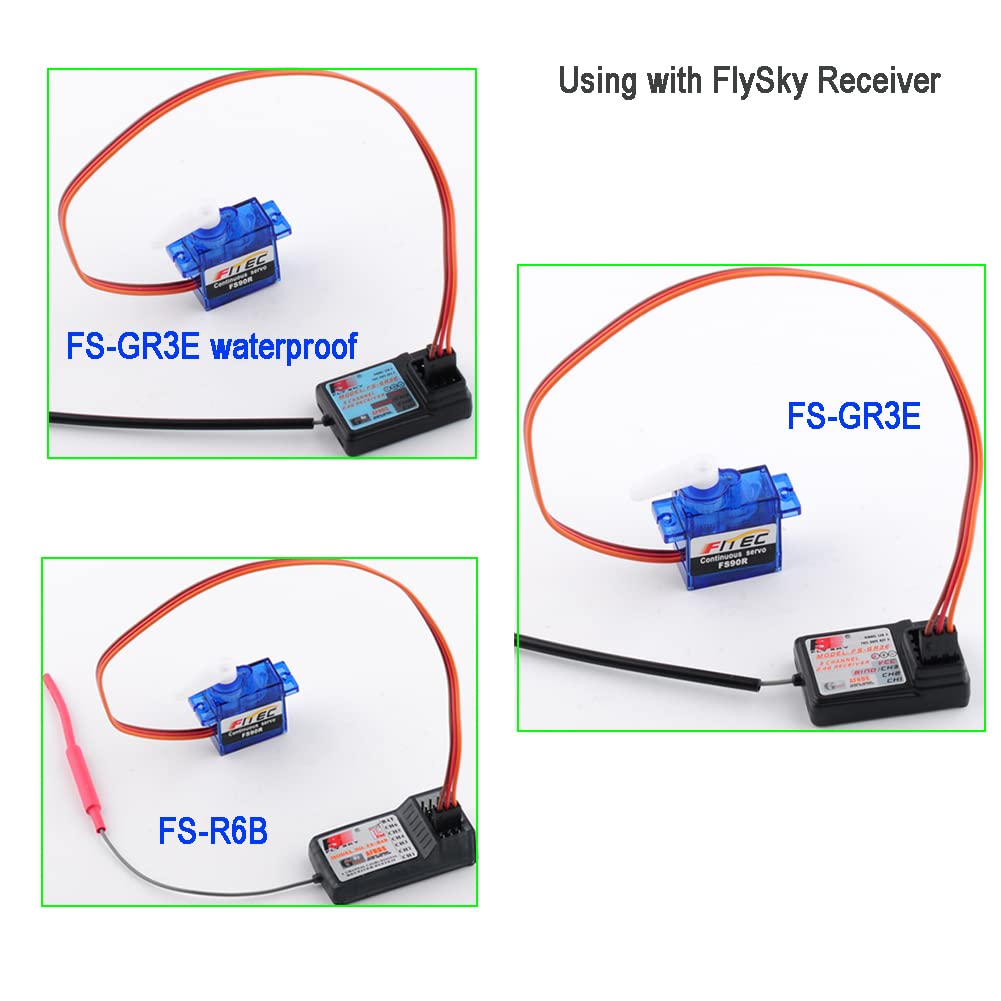 Feetech FS90R Micro Continuous Rotation Servo Analog Motor 360 Degree + RC Tire Wheel for Arduino Microbit Smart Car Robot (Pack of 2)