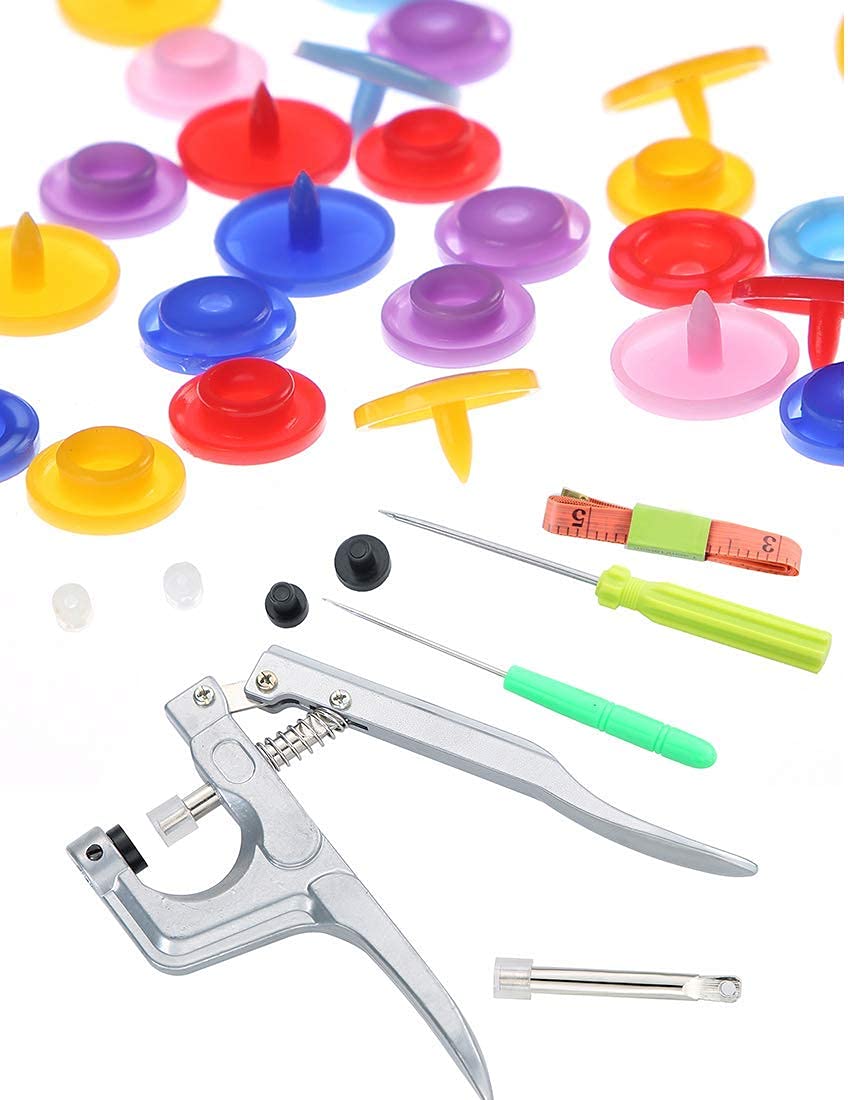 Efivs Arts Snaps for Sewing, 500 Sets Snap Buttons with Plastic Snap Press Pliers Set Snaps Starter Kit for Fabric and Crafting Gift Christmas DIY Crafts (25 colors)