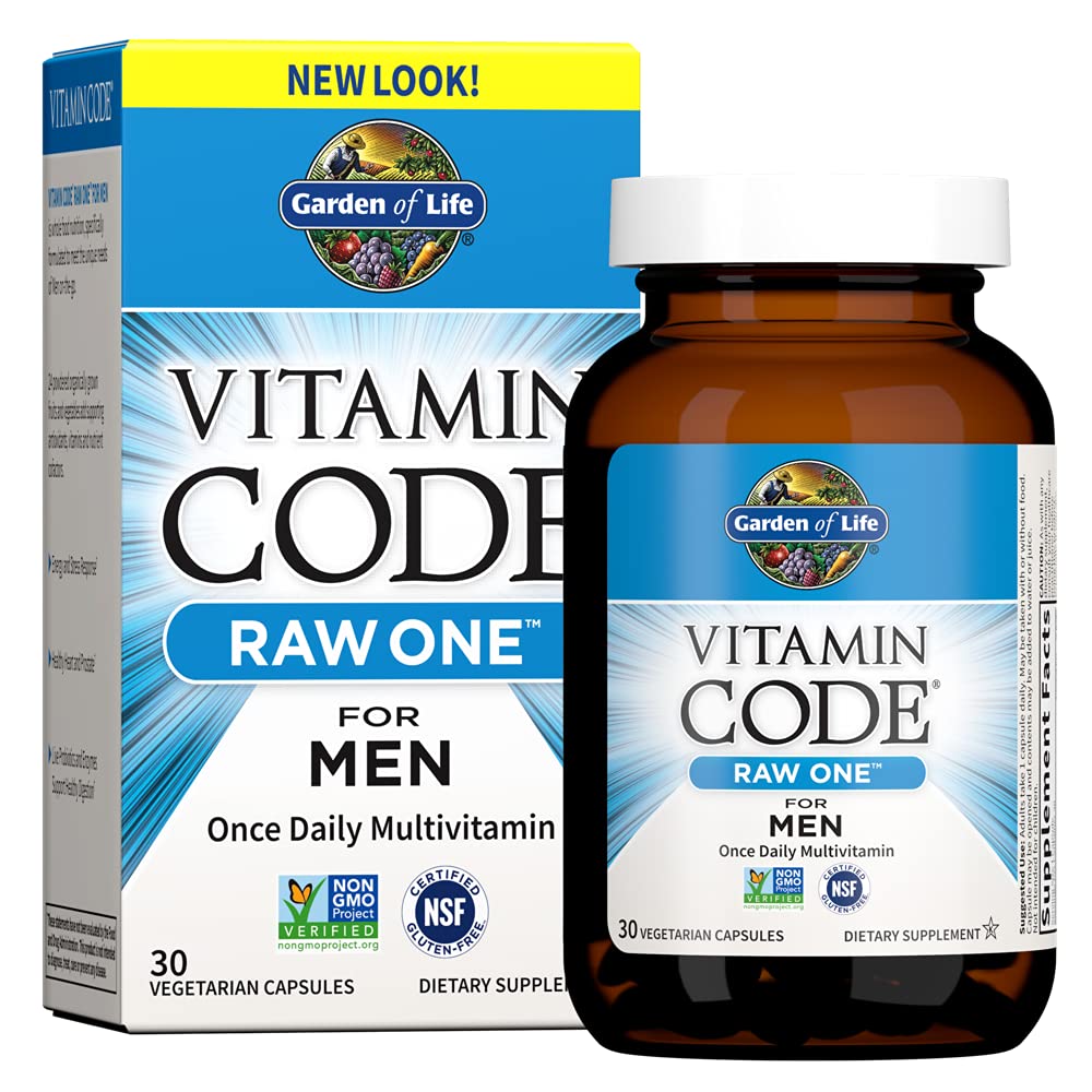 Vitamin Code Raw One for Men, Once Daily Multivitamin for Men, One a Day Mens Vitamins Plus Fruit, Veggies &amp; Probiotics for Mens Health, Vegetarian Mens Multivitamins, 30 Capsules