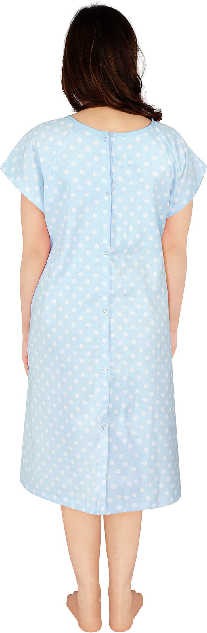 Utopia Care Women's Hospital Gown Soft Comfortable and Stylish Patient Gown, Small-Medium, Polkadots Blue