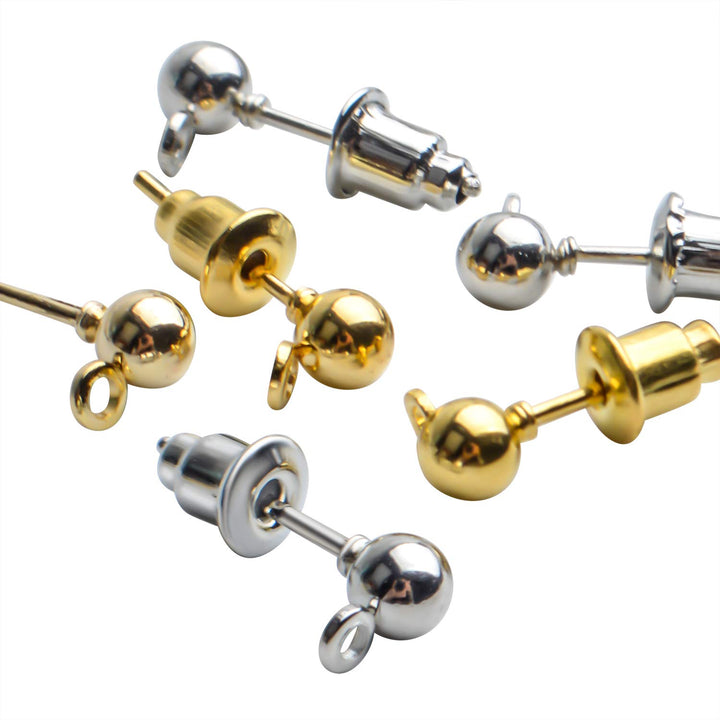 Earring Posts and Backs,100pcs Stud Earrings Posts Comp