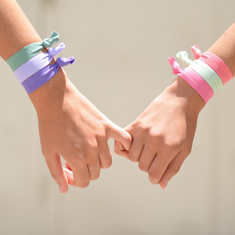 Green Forest: 25 Count Hair Ties (More Colors Available) No-Snag Knotted Ponytail Holders/Bracelets - Forest Green