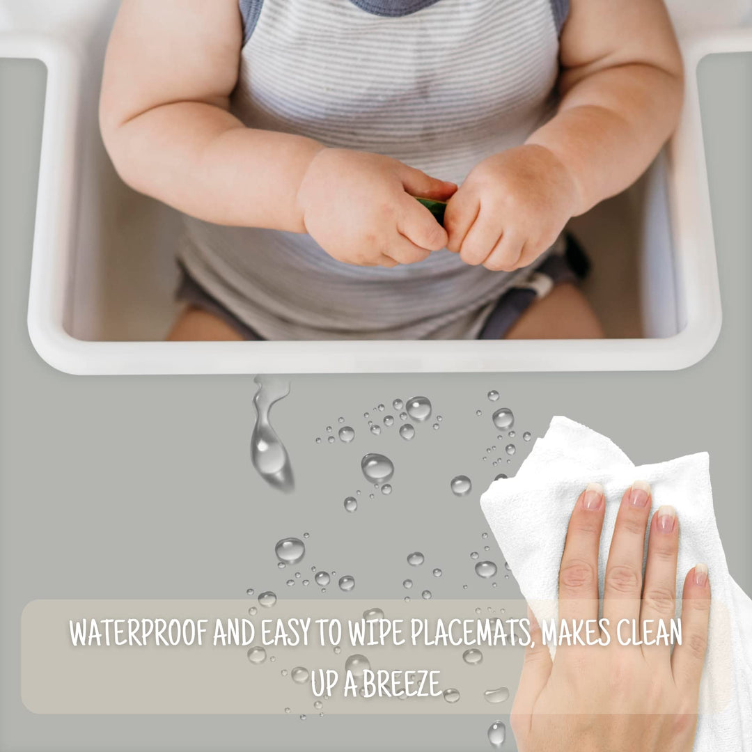 High Chair Placemat for IKEA Antilop Baby High Chair, Silicone Placemats, High Chair Tray Finger Foods Placemat for Boys and Girls, Babies, Toddlers (Light Gray)