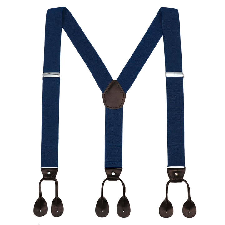 AWAYTR Mens Brown Button End Suspenders - Adjustable El